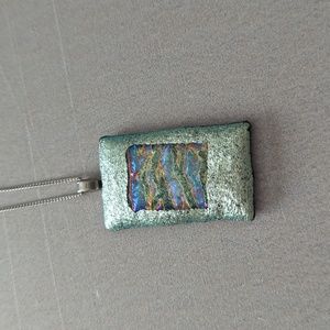 Fused glass pendant necklace